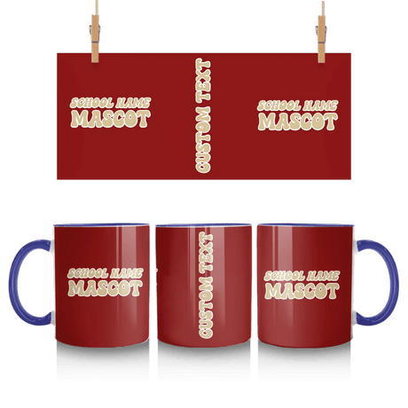 Custom School Spirit Mug With School and Mascot Name With Retro Design