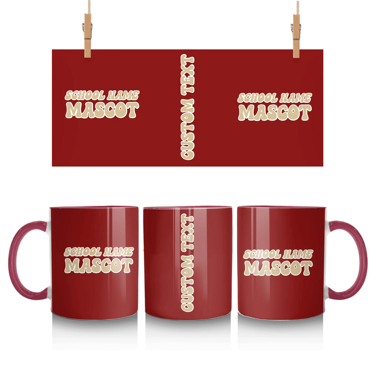 Custom School Spirit Mug With School and Mascot Name With Retro Design