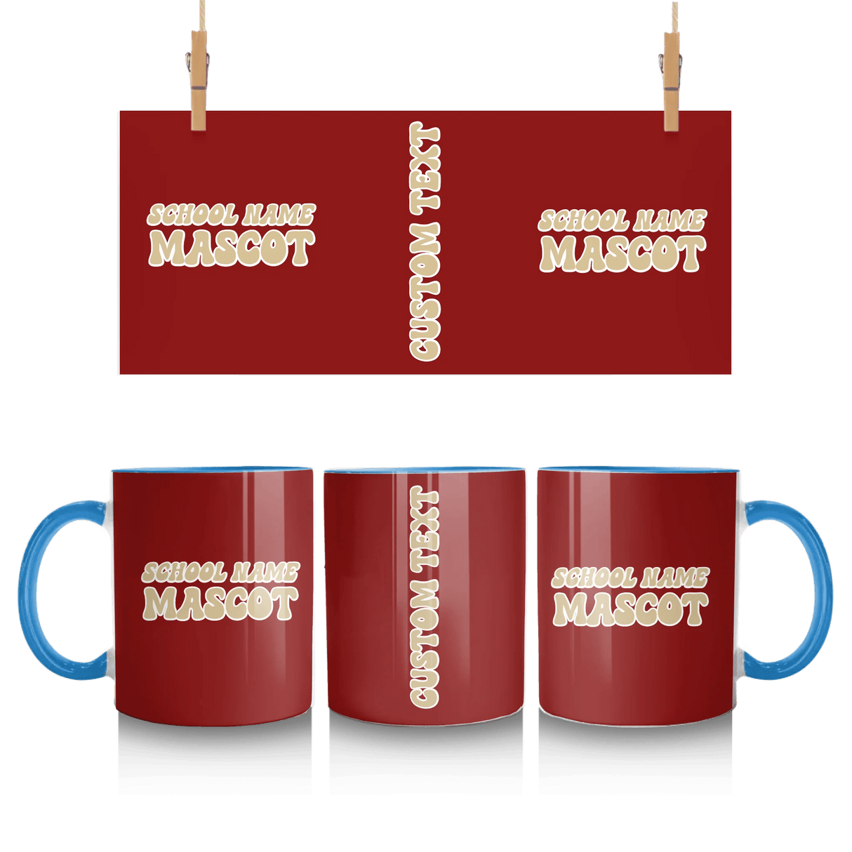 Custom School Spirit Mug With School and Mascot Name With Retro Design