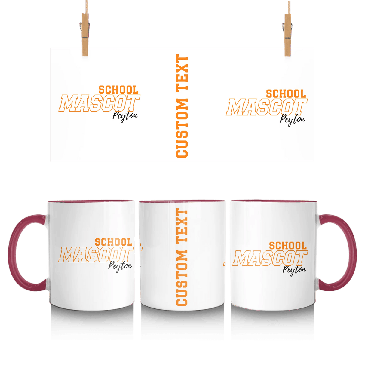 Custom School Spirit Mug With School and Mascot with Outline Design