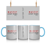 Custom School Spirit Mug With Mascot and Sport With Striped Text Design