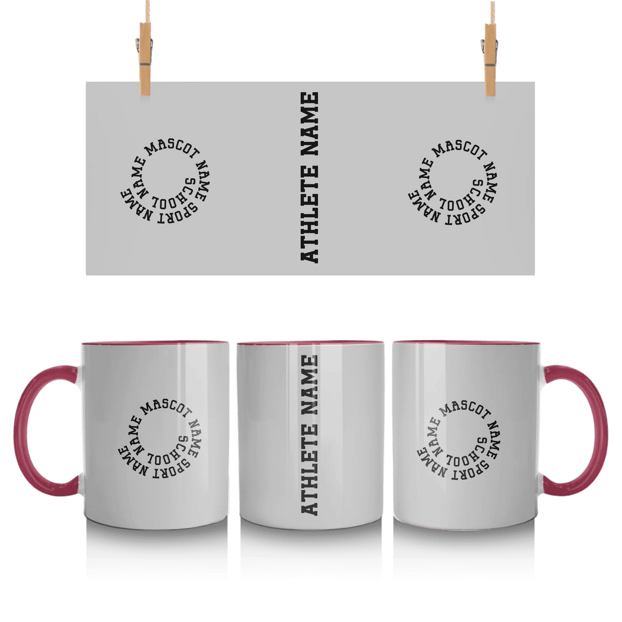 Custom School Spirit Mug With Spiral Text Design