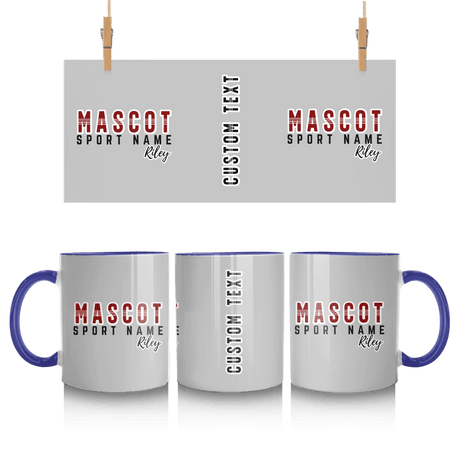 Custom School Spirit Mug With Mascot and Sport With Striped Text Design