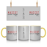 Custom School Spirit Mug With Mascot and Sport With Striped Text Design