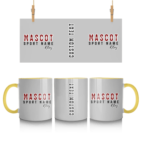 Custom School Spirit Mug With Mascot and Sport With Striped Text Design