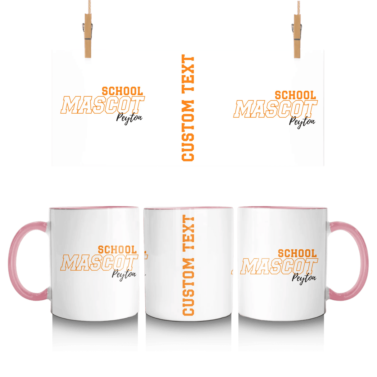 Custom School Spirit Mug With School and Mascot with Outline Design