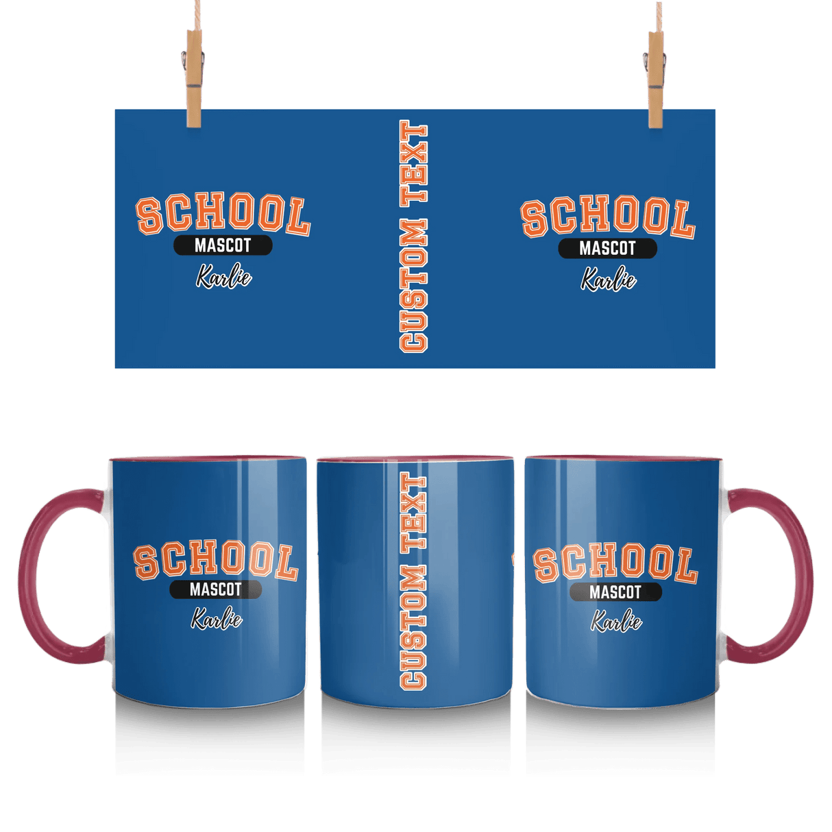 Custom School Spirit Mug With School and Mascot With Classic Design