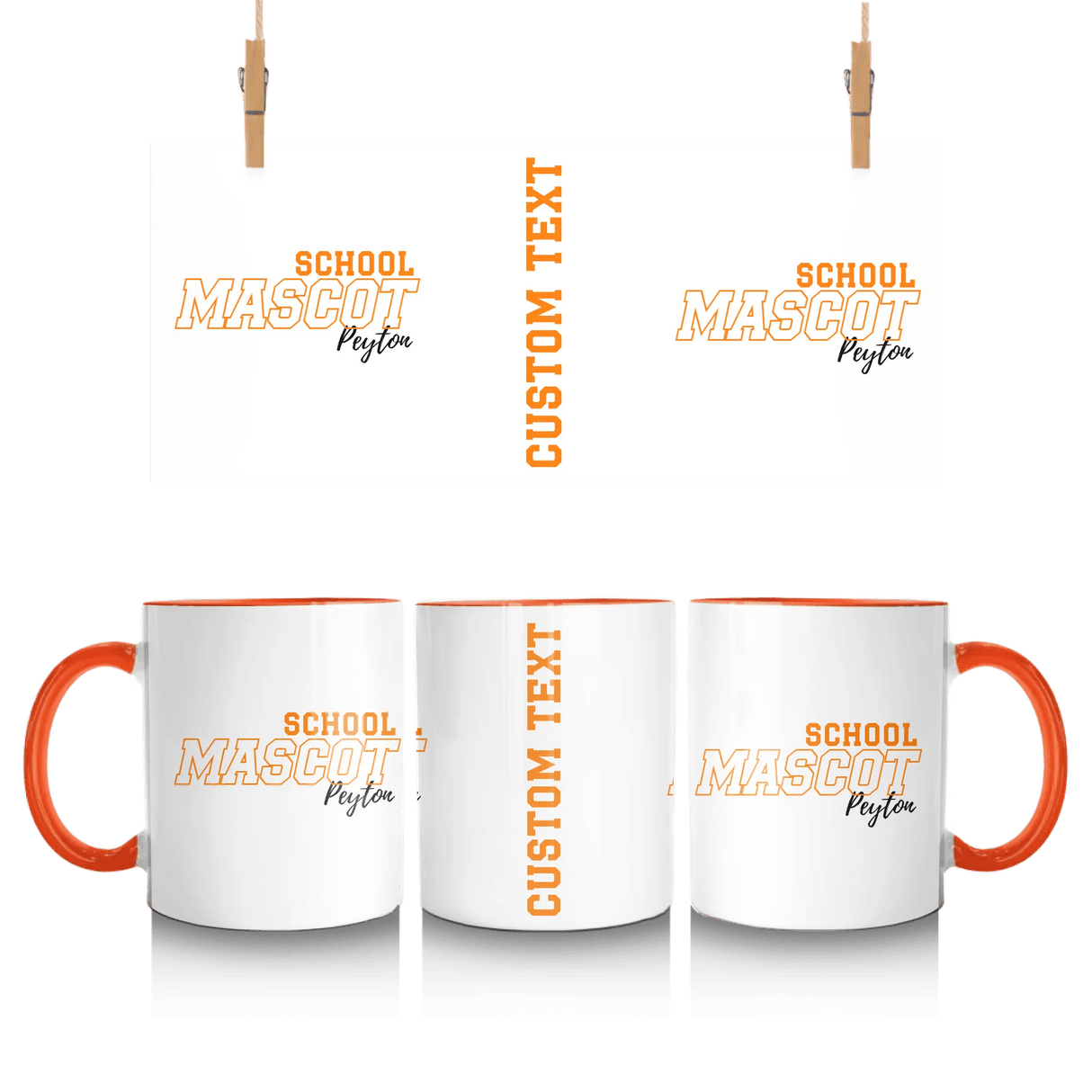 Custom School Spirit Mug With School and Mascot with Outline Design