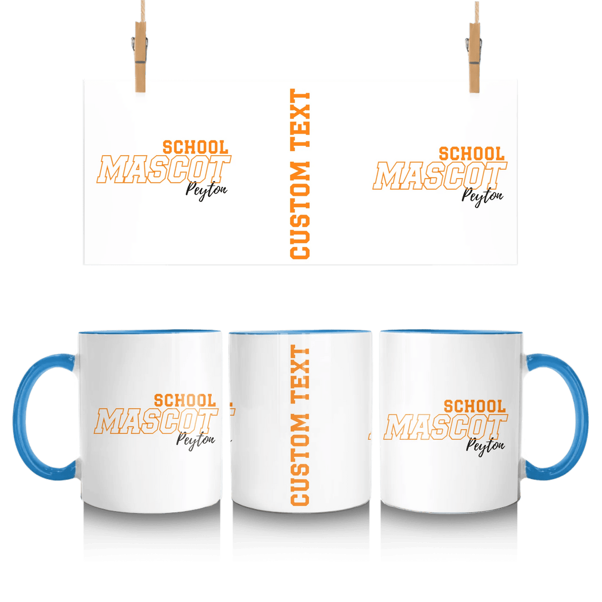 Custom School Spirit Mug With School and Mascot with Outline Design