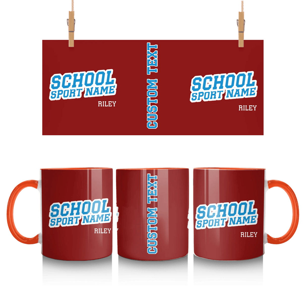 Custom School Spirit Mug With School and Mascot Name With Slanted Block Varsity Design