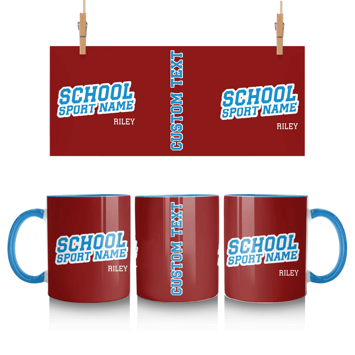 Custom School Spirit Mug With School and Mascot Name With Slanted Block Varsity Design