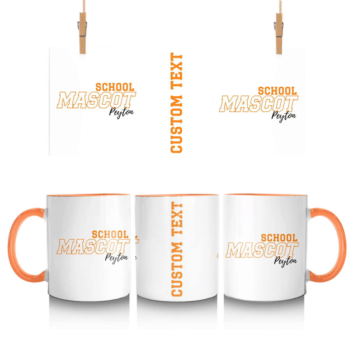 Custom School Spirit Mug With School and Mascot with Outline Design