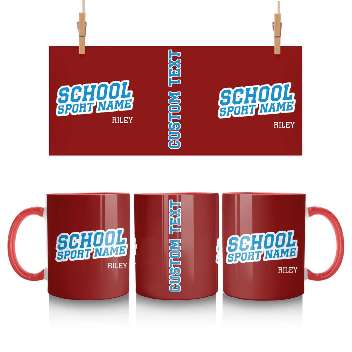 Custom School Spirit Mug With School and Mascot Name With Slanted Block Varsity Design