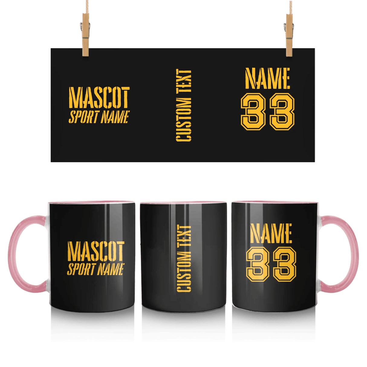 Custom School Spirit Mug With Mascot and Sport With Stencil Design