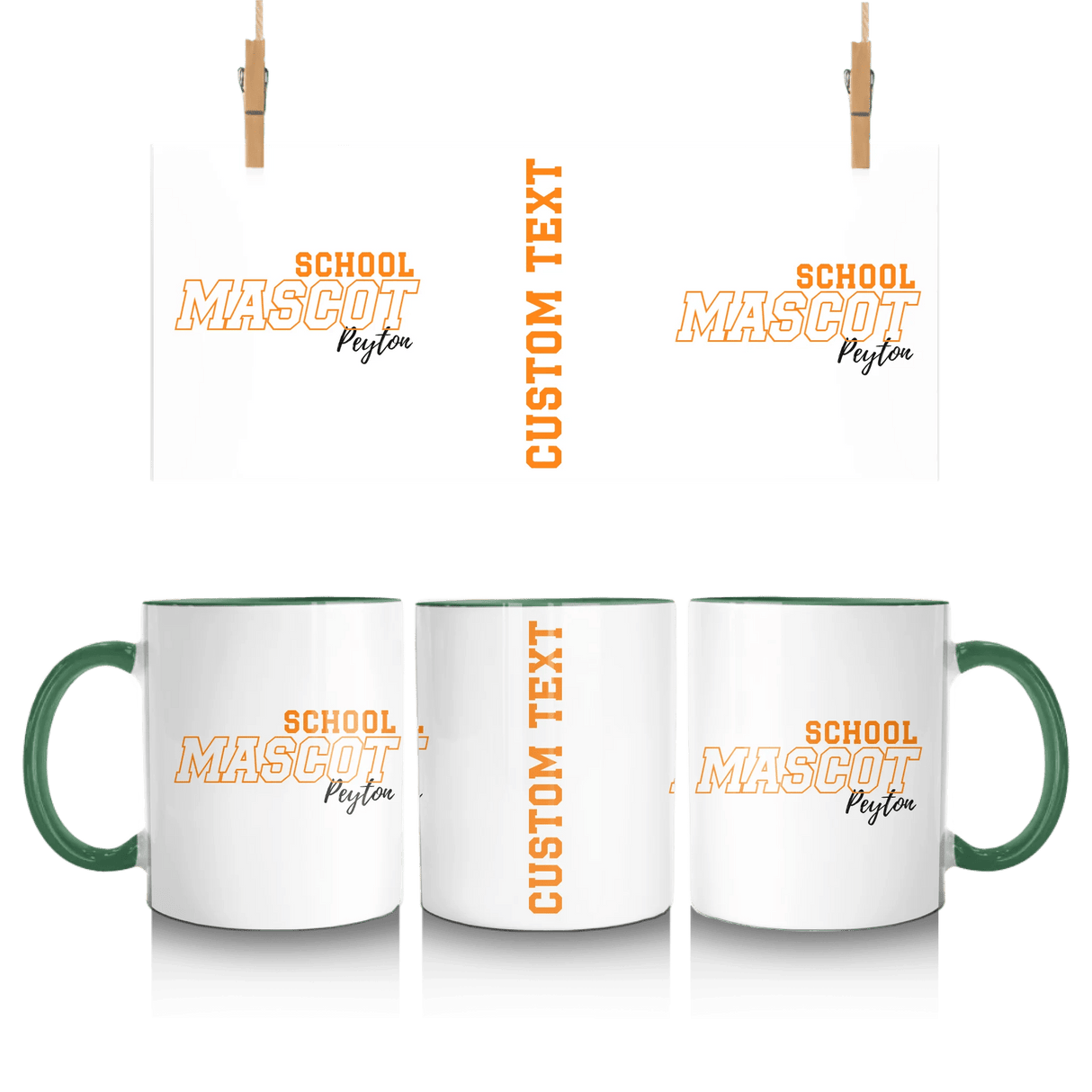 Custom School Spirit Mug With School and Mascot with Outline Design