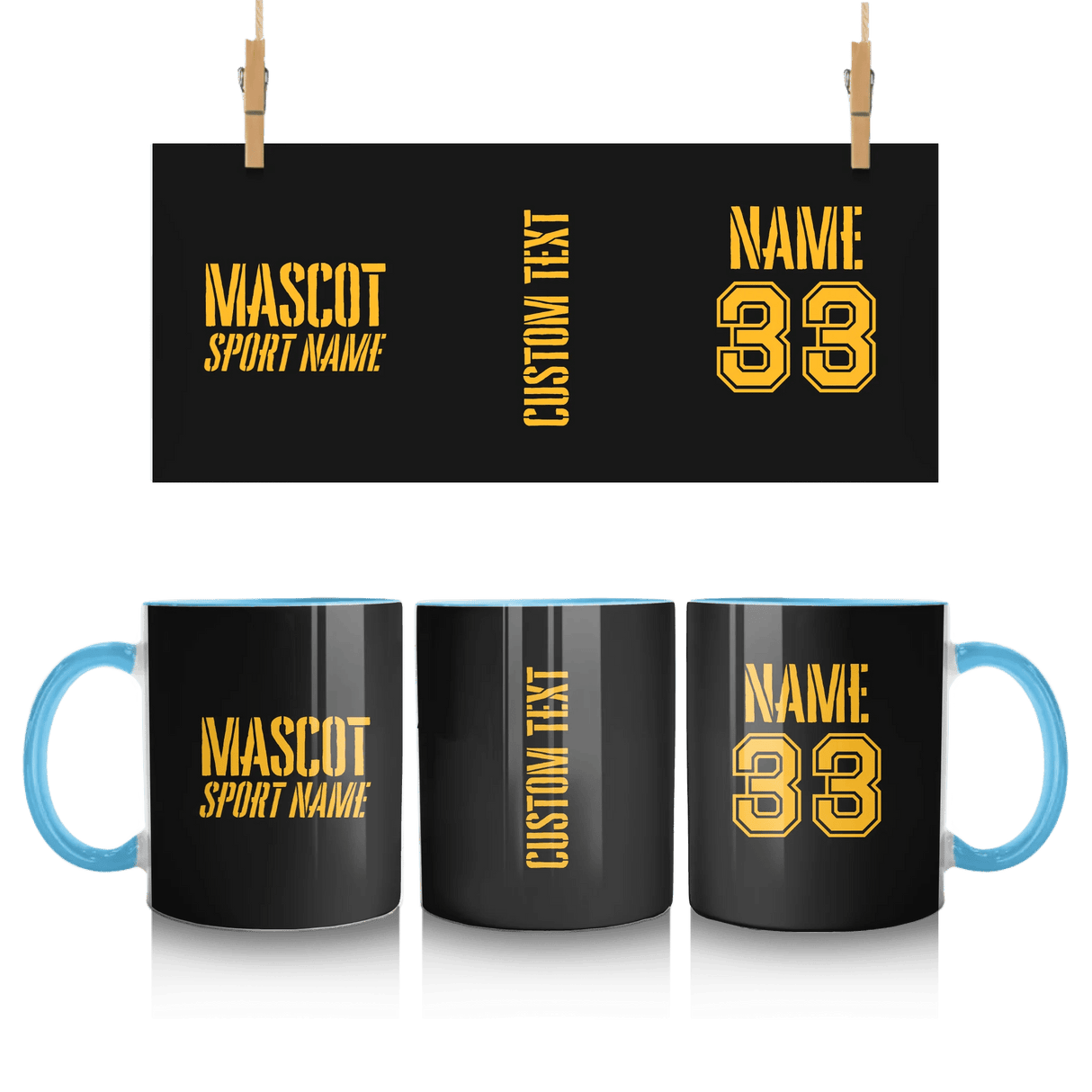 Custom School Spirit Mug With Mascot and Sport With Stencil Design
