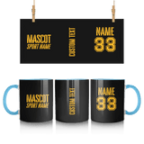 Custom School Spirit Mug With Mascot and Sport With Stencil Design