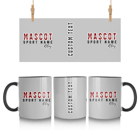 Custom School Spirit Mug With Mascot and Sport With Striped Text Design