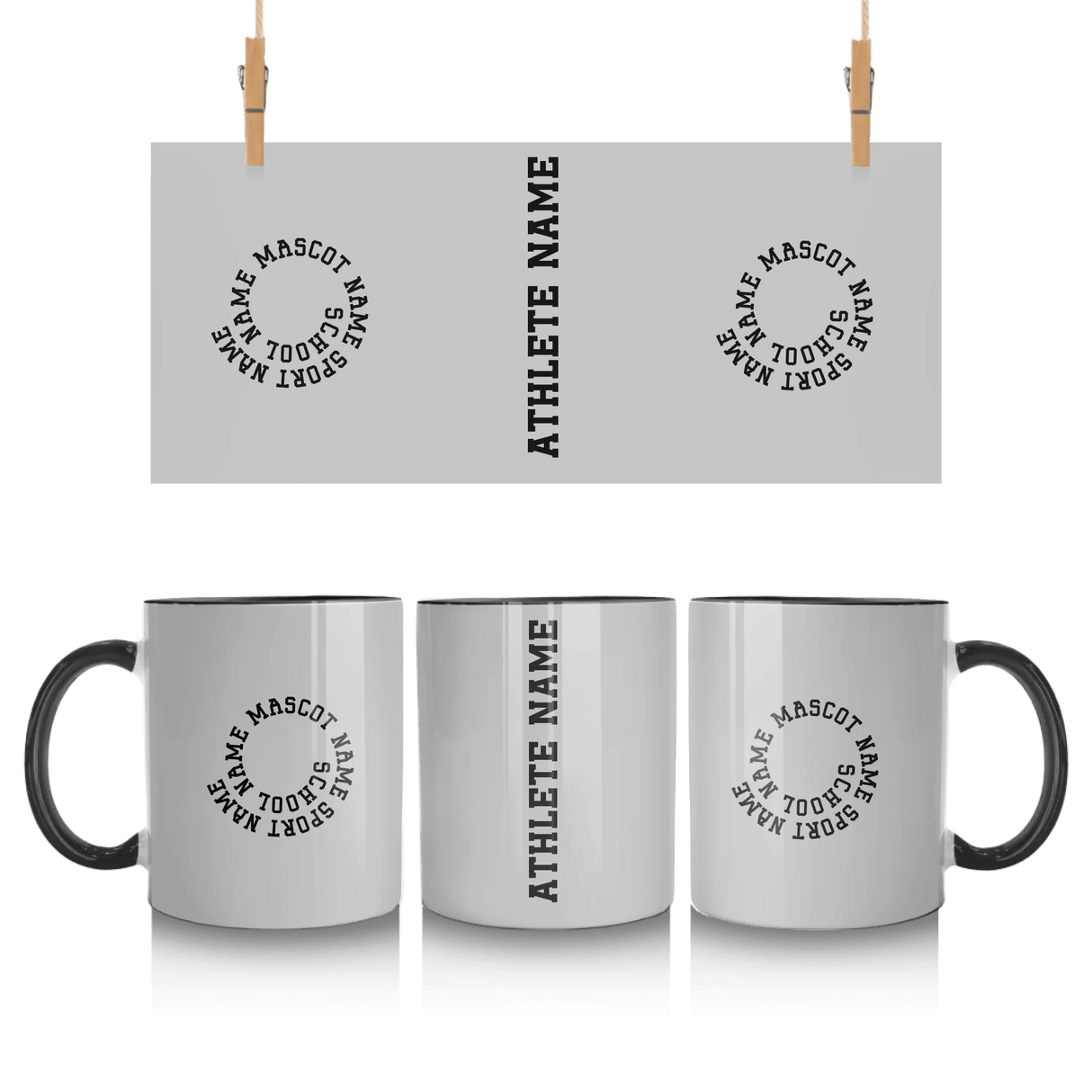 Custom School Spirit Mug With Spiral Text Design