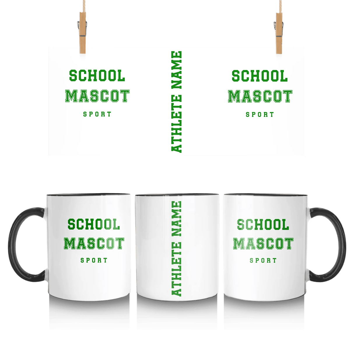 Custom School Spirit Mug With Mascot & Sport Name With Bold Varsity Design