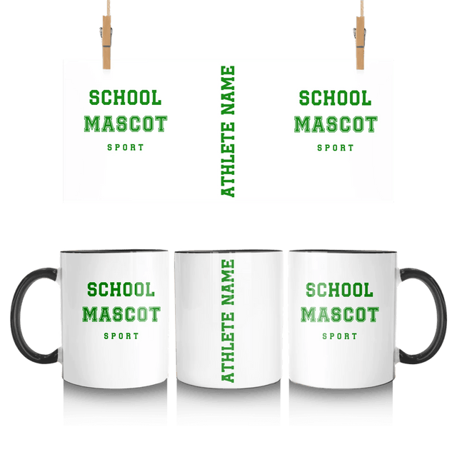 Custom School Spirit Mug With Mascot & Sport Name With Bold Varsity Design