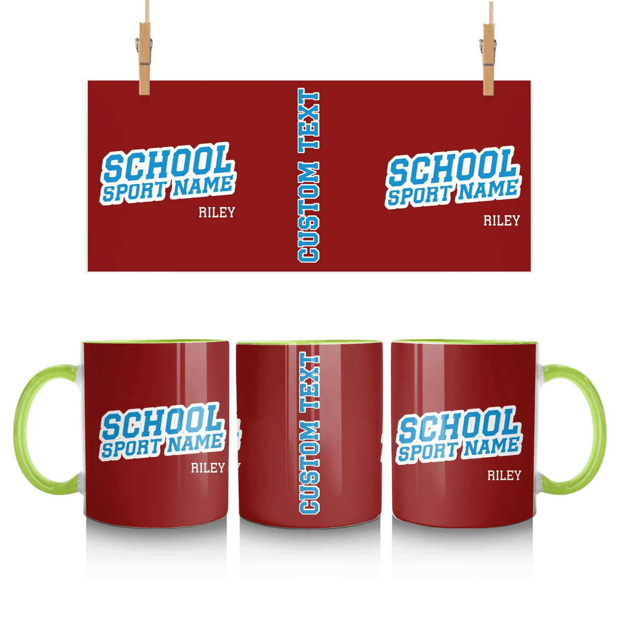 Custom School Spirit Mug With School and Mascot Name With Slanted Block Varsity Design