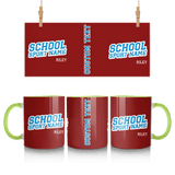 Custom School Spirit Mug With School and Mascot Name With Slanted Block Varsity Design