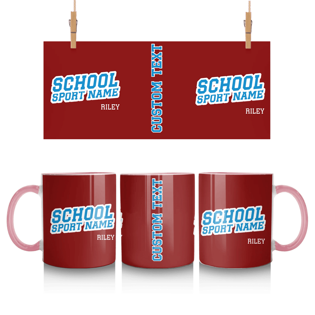 Custom School Spirit Mug With School and Mascot Name With Slanted Block Varsity Design
