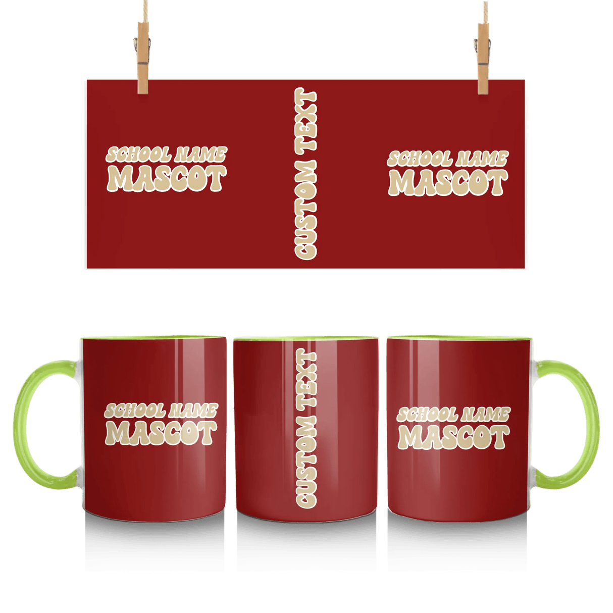Custom School Spirit Mug With School and Mascot Name With Retro Design