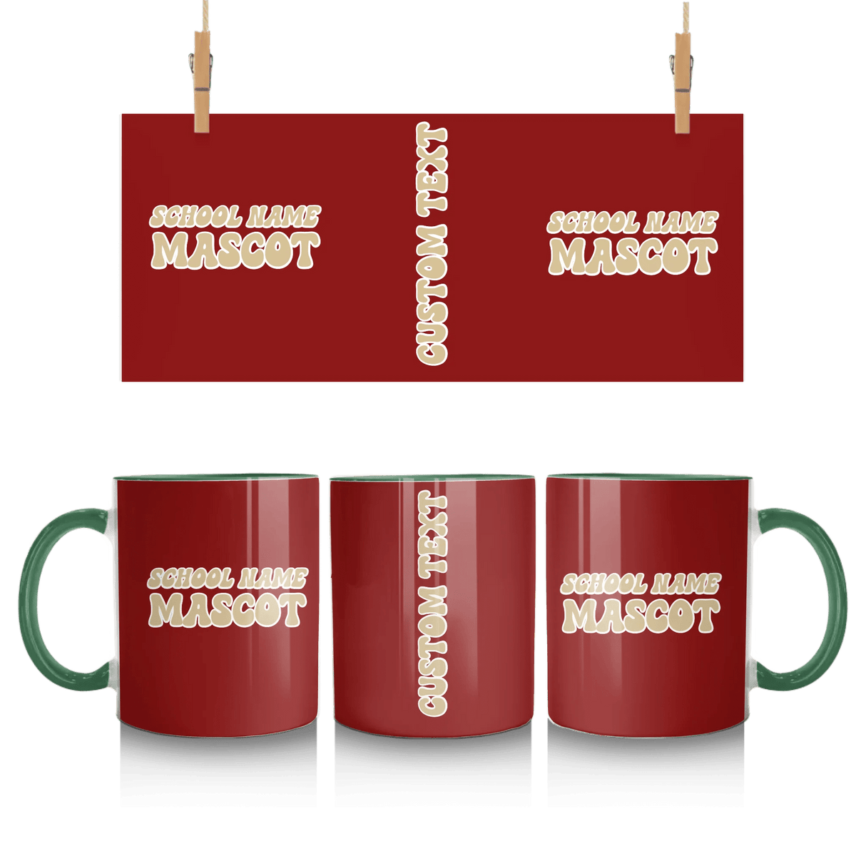 Custom School Spirit Mug With School and Mascot Name With Retro Design