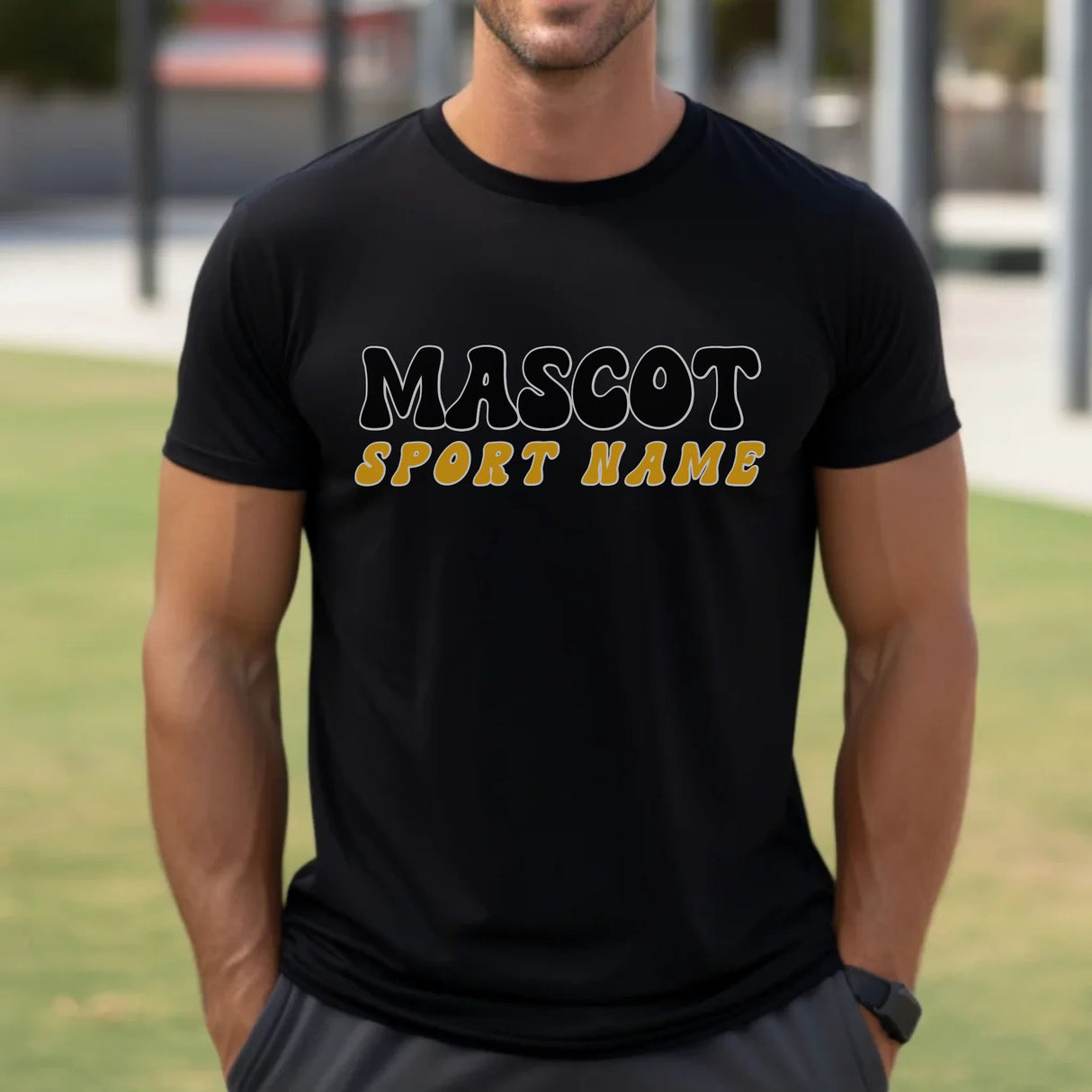 Custom School Spirit Shirt With Mascot and Sport With Retro Design on a Unisex T-Shirt