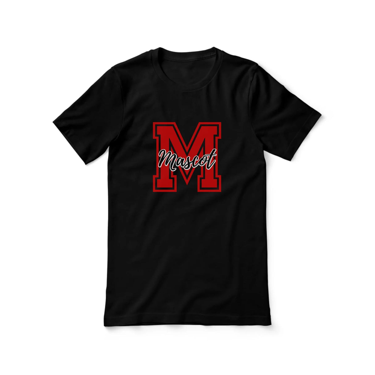 Custom School Mascot Shirt With Large Initial and Mascot Name on a Unisex T-Shirt