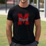 Custom School Mascot Shirt With Large Initial and Mascot Name on a Unisex T-Shirt