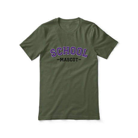 Custom School Spirit Shirt With School and Mascot Name With Classic Arch Design on a Unisex T-Shirt