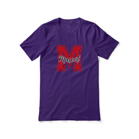 Custom School Mascot Shirt With Large Initial and Mascot Name on a Unisex T-Shirt