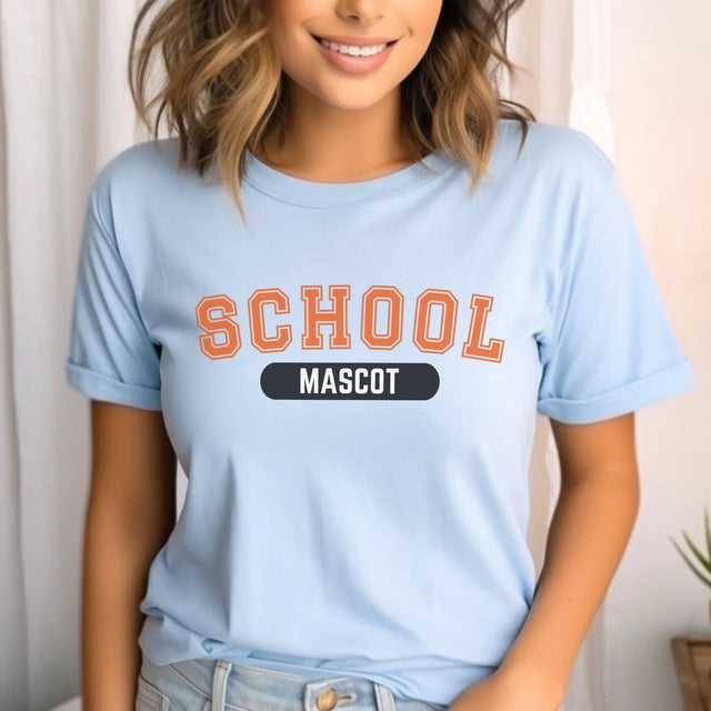 Custom School Spirit Shirt With School and Mascot With Classic Design on a Unisex T-Shirt