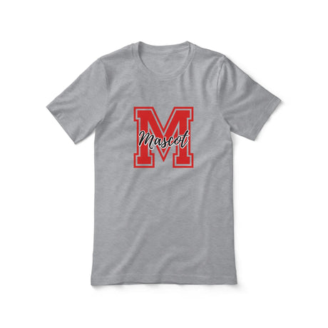 Custom School Mascot Shirt With Large Initial and Mascot Name on a Unisex T-Shirt