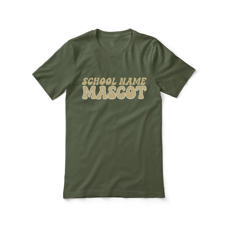 Custom School Spirit Shirt With School and Mascot Name With Retro Design on a Unisex T-Shirt