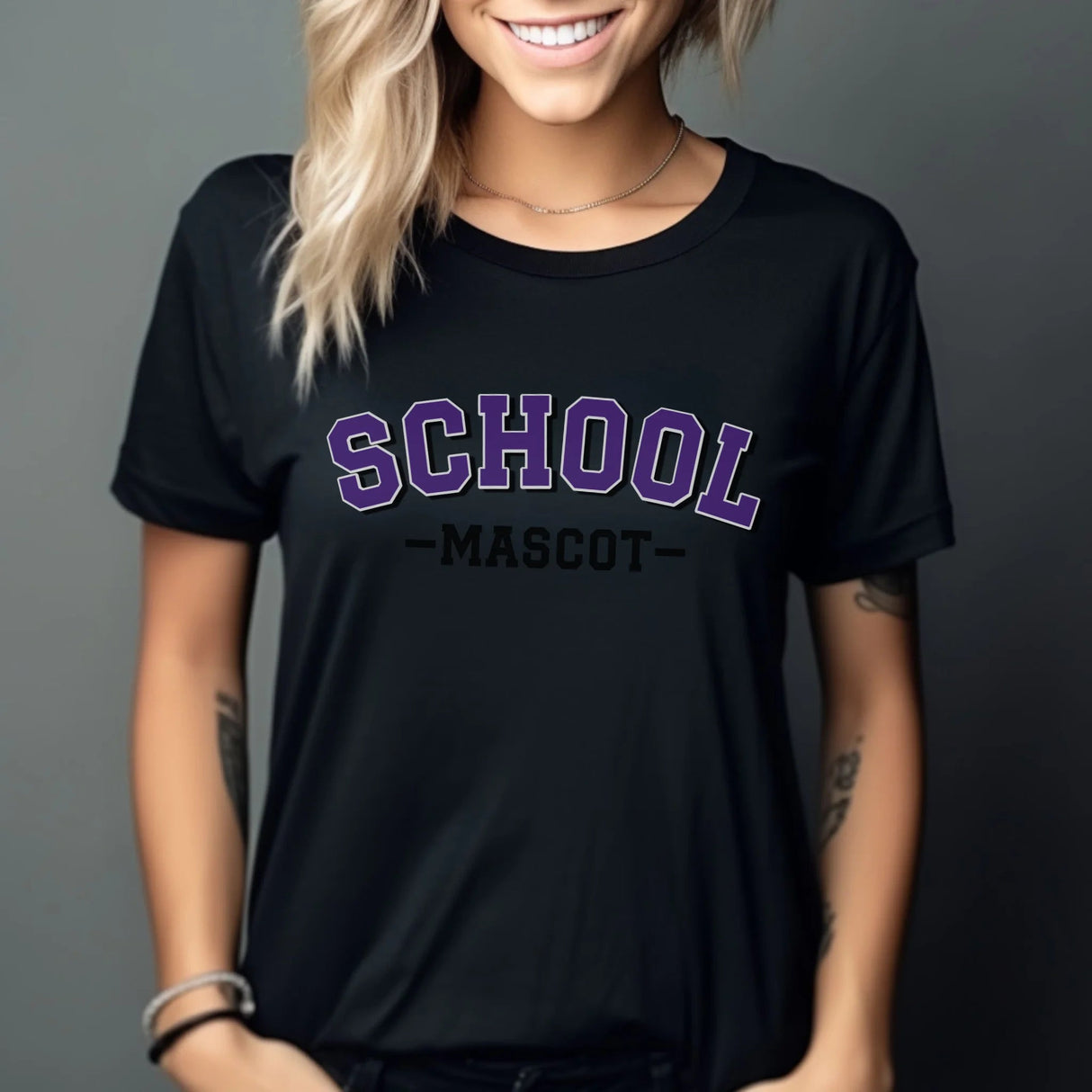 Custom School Spirit Shirt With School and Mascot Name With Classic Arch Design on a Unisex T-Shirt