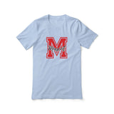 Custom School Mascot Shirt With Large Initial and Mascot Name on a Unisex T-Shirt