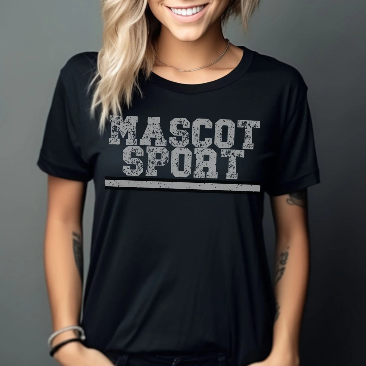 Custom School Spirit Shirt With Mascot and Sport with Grunge Design on a Unisex T-Shirt