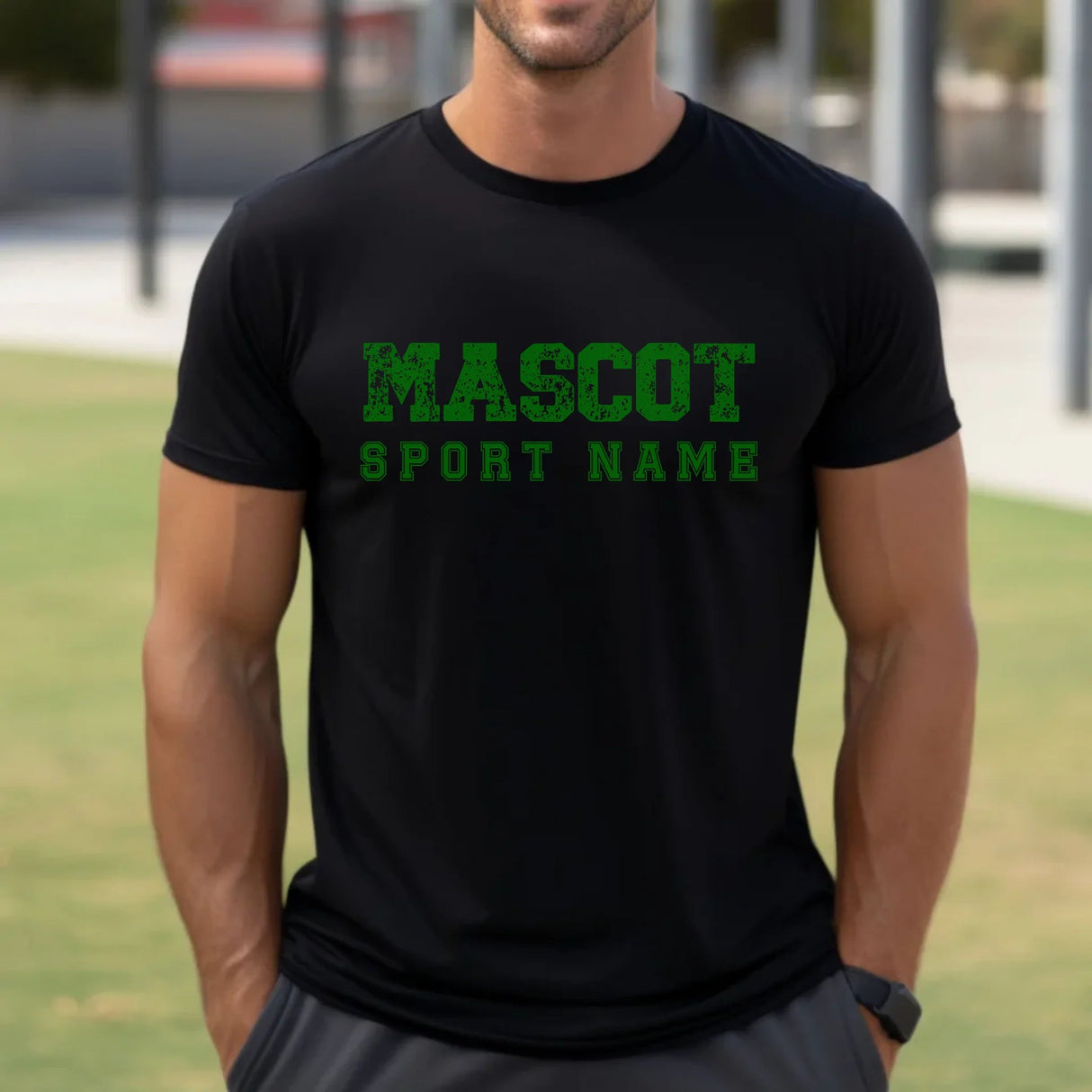 Custom School Spirit Shirt With Mascot and Sport with Grunge and Classic Design on a Unisex T-Shirt