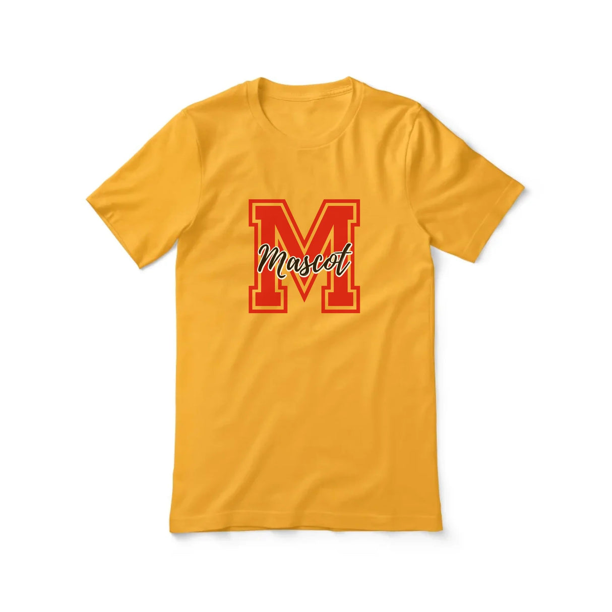 Custom School Mascot Shirt With Large Initial and Mascot Name on a Unisex T-Shirt