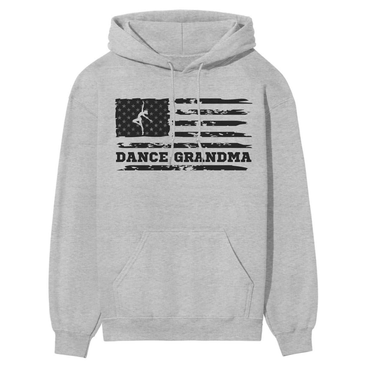 Dance Grandma Horizontal Flag on a Hoodie with a Black Graphic