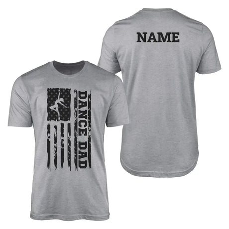 Dance Dad Vertical Flag With Dancer Name on a Men's T-Shirt with a Black Graphic