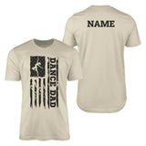 Dance Dad Vertical Flag With Dancer Name on a Men's T-Shirt with a Black Graphic