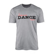 Custom Dance Mascot and Dancer Name on a Men's T-Shirt with a Black Graphic