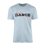 Custom Dance Mascot and Dancer Name on a Men's T-Shirt with a Black Graphic