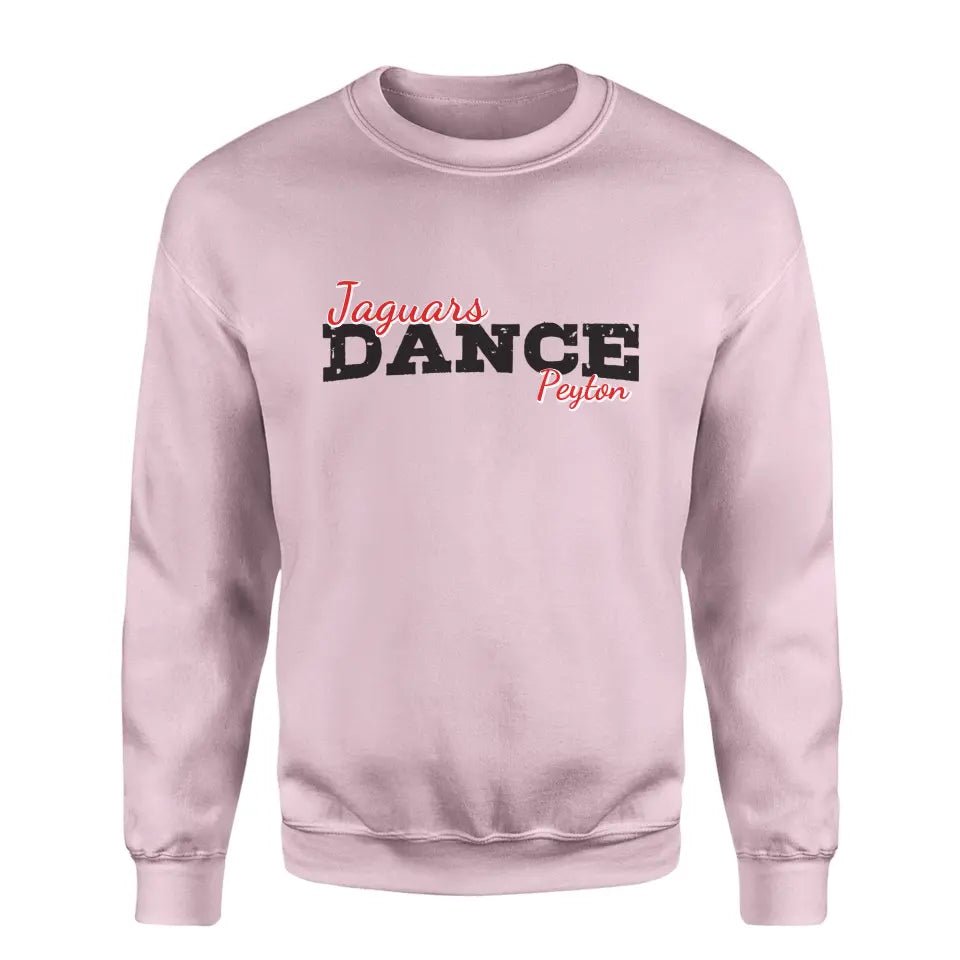 Custom Dance Mascot and Dancer Name on a Sweatshirt with a Black Graphic