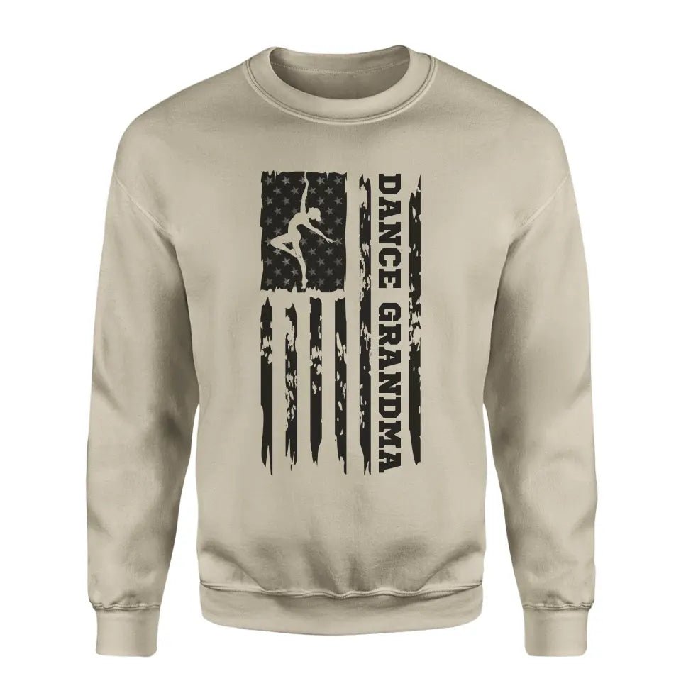 Dance Grandma Vertical Flag on a Sweatshirt with a Black Graphic